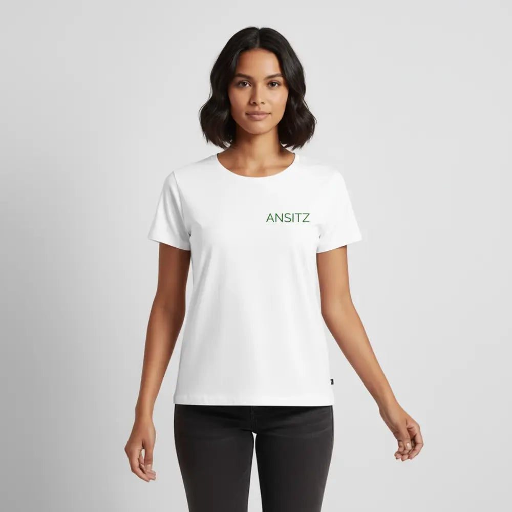 ANSITZ 1.0 - Woman T-Shirt - Green Print - Weiß