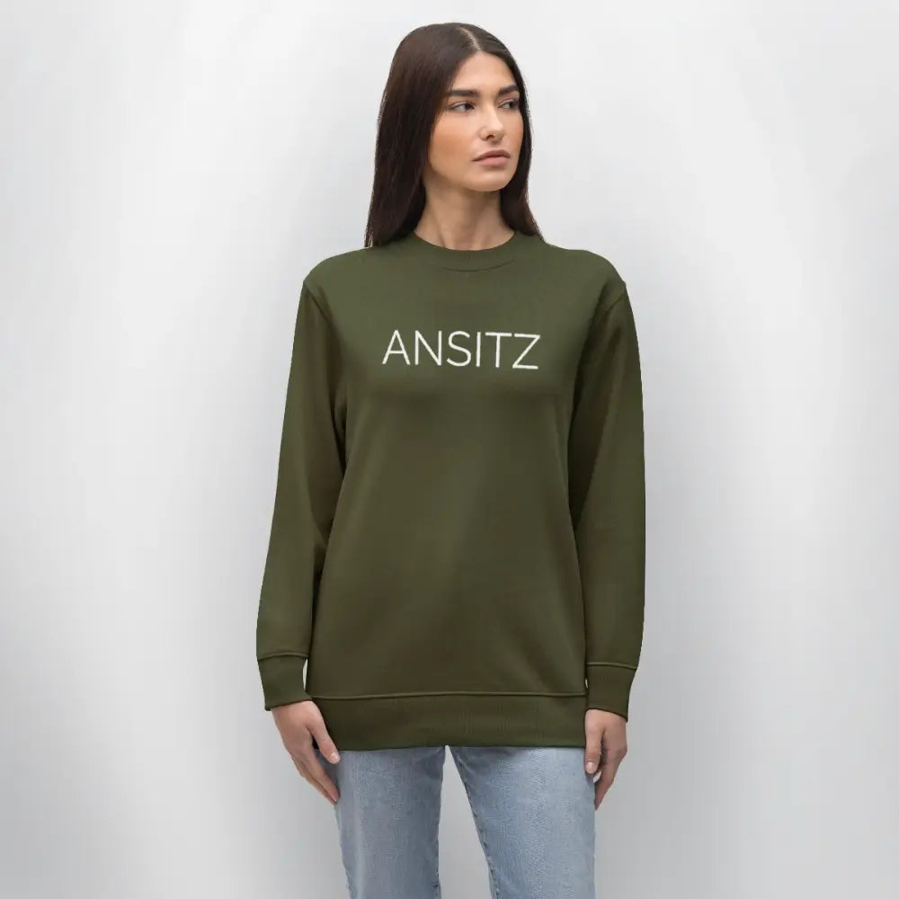 ANSITZ 2.0 - Sweatshirt Unisex - White Print - Khaki