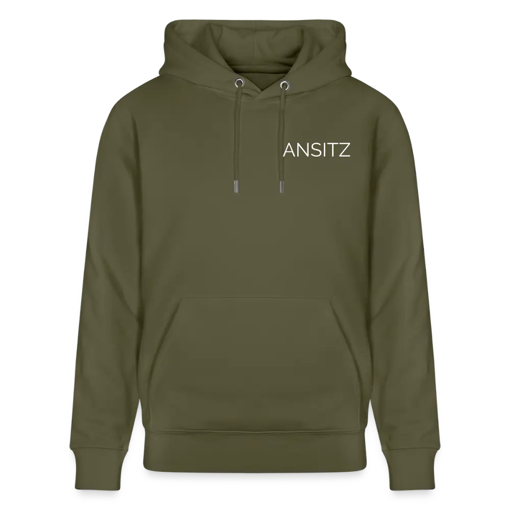 ANSITZ 1.0 - Hoodie Unisex - White Print - Khaki Grün