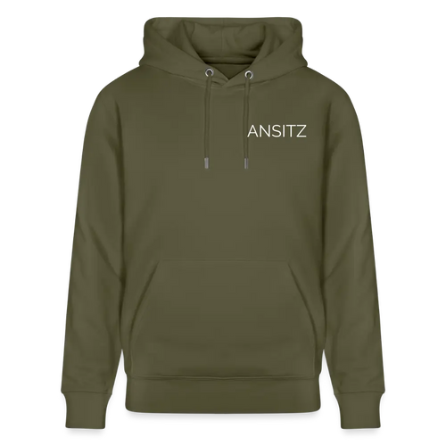 ANSITZ 1.0 - Hoodie Unisex - White Print - Khaki Grün