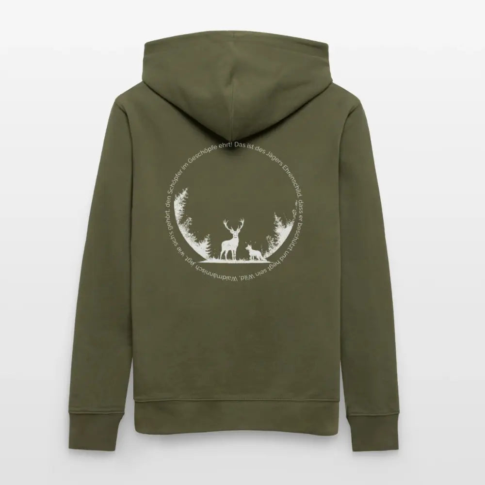 Ehrenschild 2.0 - Hoodie Unisex - White Print - Khaki Grün