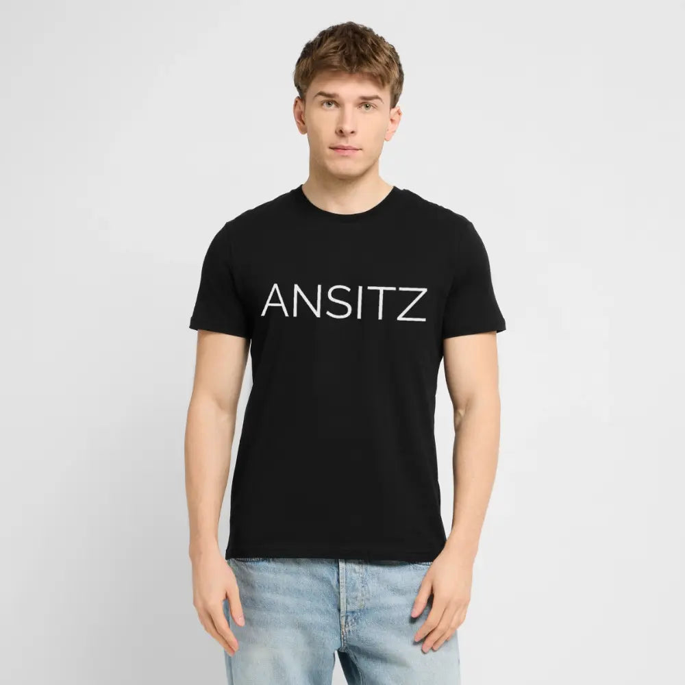 ANSITZ 2.0- Men T-Shirt - White Print - Schwarz