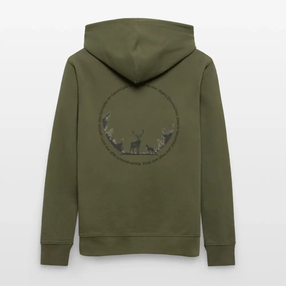 Ehrenschild 3.0 - Hoodie Unisex - Black Print - Khaki Grün