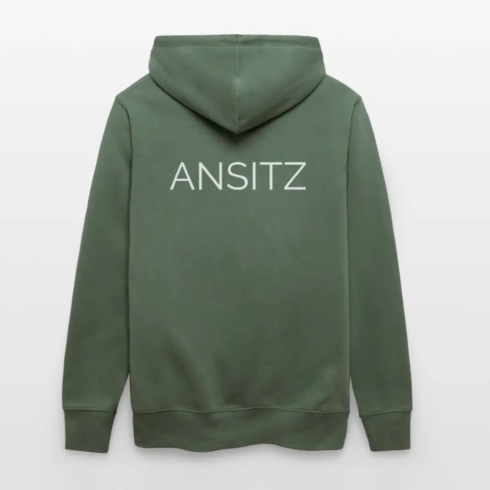ANSITZ 1.0 - Hoodie Unisex - White Print - Tanngrün