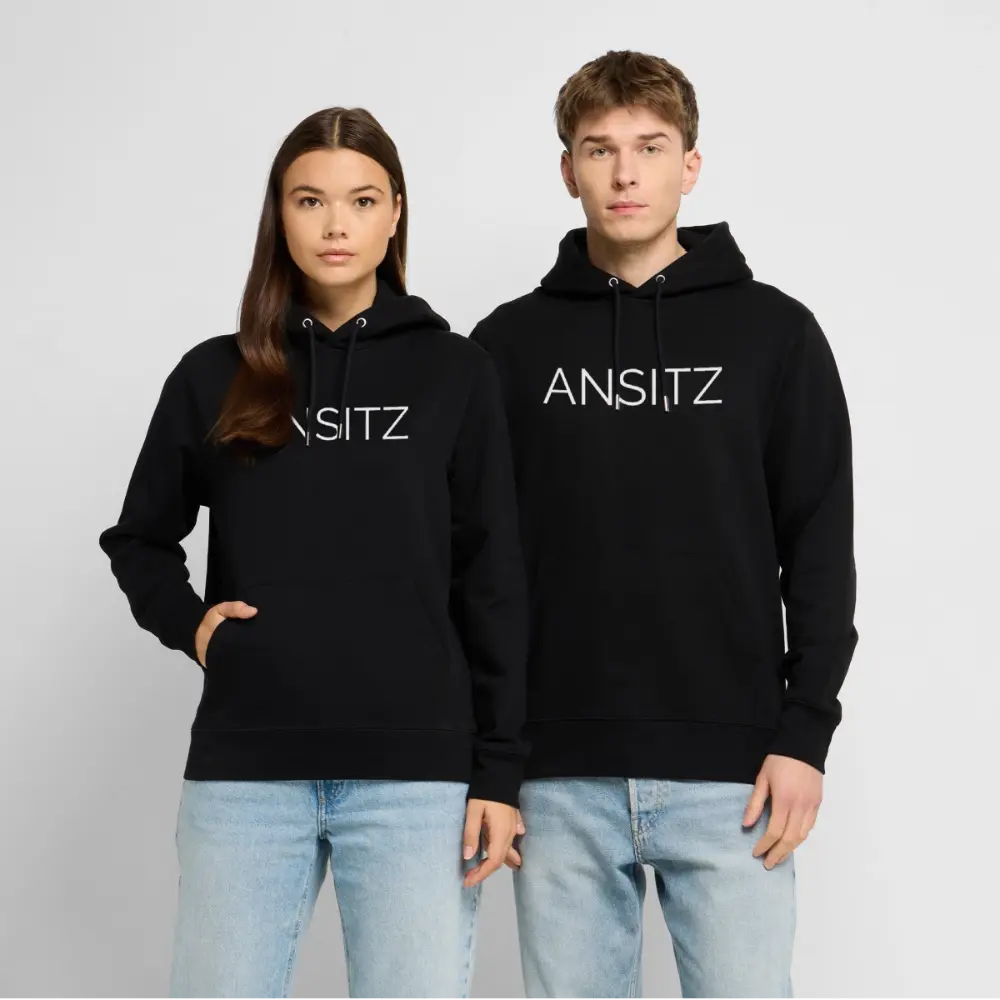 ANSITZ 2.0 - Hoodie Unisex - White Print - Schwarz