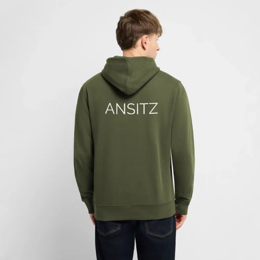 ANSITZ 1.0 - Hoodie Unisex - White Print - Khaki Grün