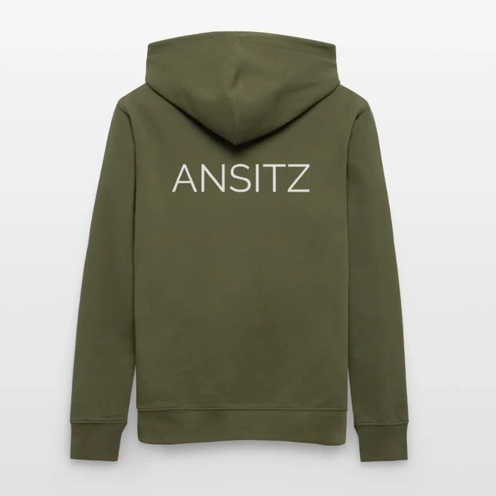 ANSITZ 1.0 - Hoodie Unisex - White Print - Khaki Grün