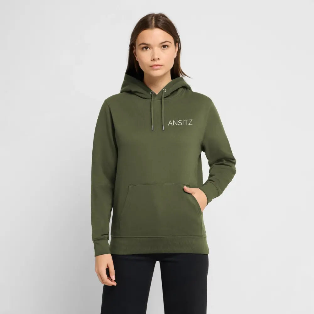 ANSITZ 1.0 - Hoodie Unisex - White Print - Khaki Grün