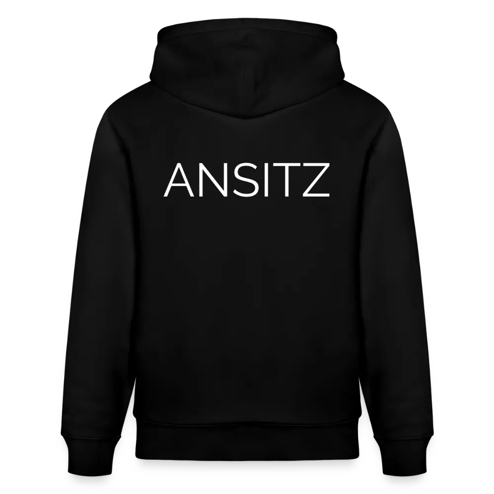 ANSITZ 1.0 - Hoodie Unisex - White Print - Schwarz