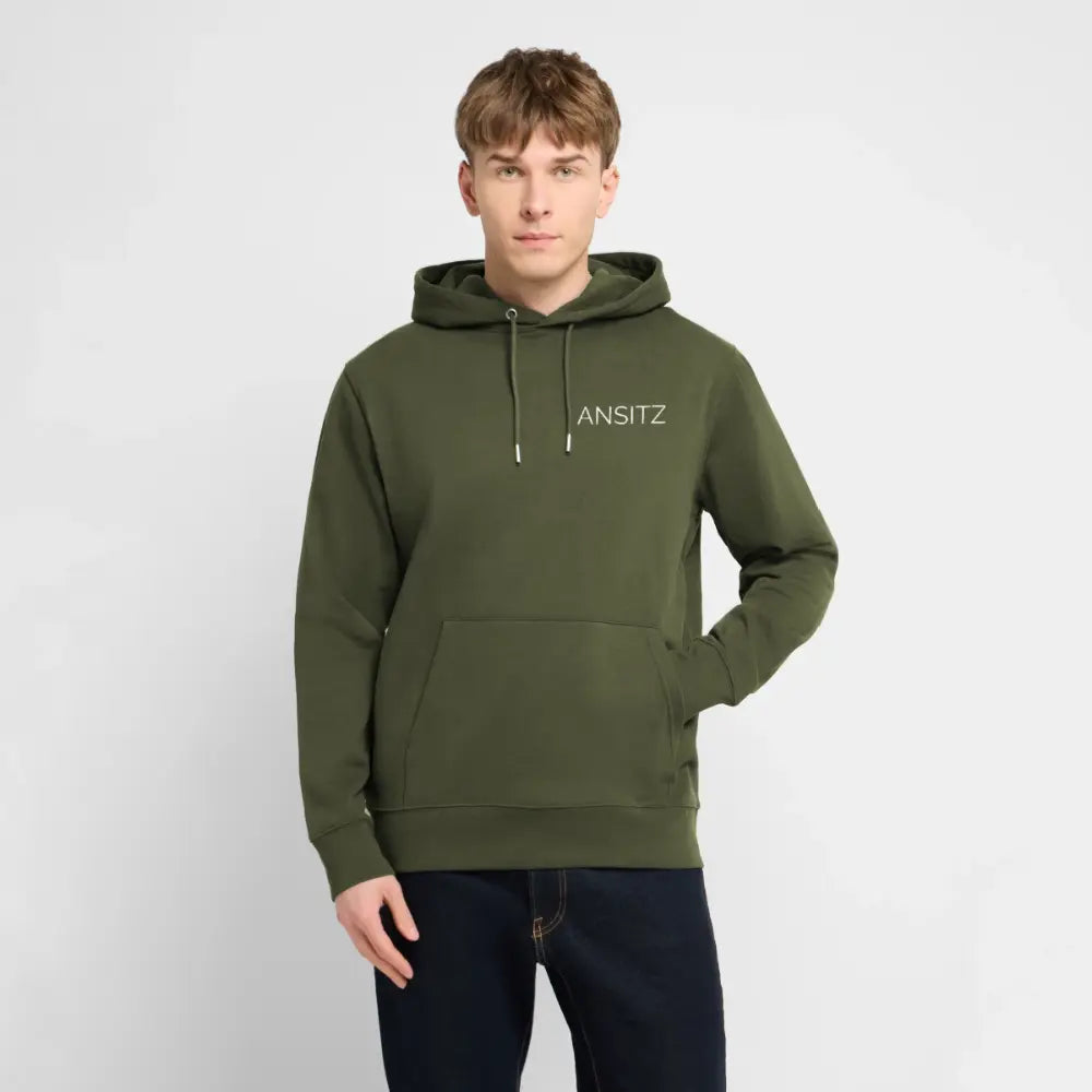 ANSITZ 1.0 - Hoodie Unisex - White Print - Khaki Grün