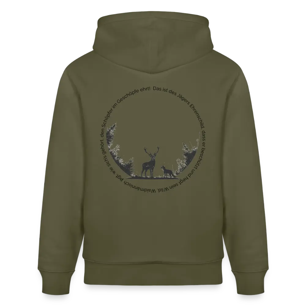 Ehrenschild 3.0 - Hoodie Unisex - Black Print - Khaki Grün