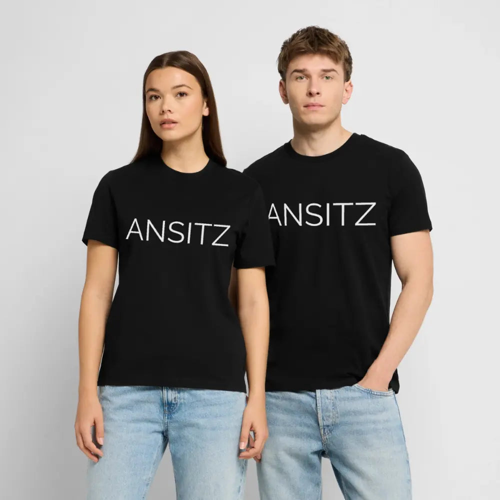 ANSITZ 2.0- Men T-Shirt - White Print - Schwarz