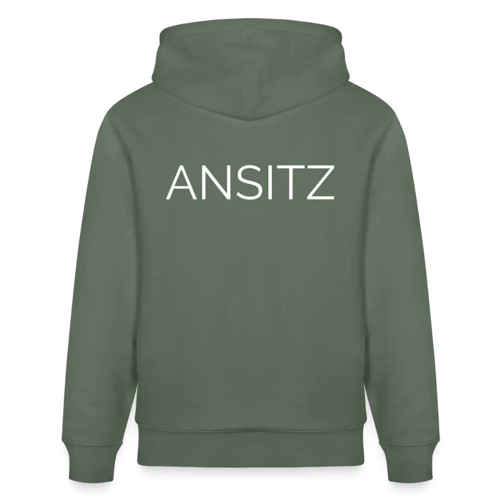 ANSITZ 1.0 - Hoodie Unisex - White Print - Tanngrün