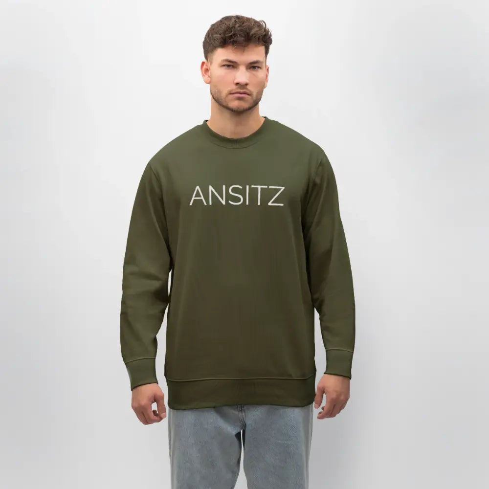 ANSITZ 2.0 - Sweatshirt Unisex - White Print - Khaki