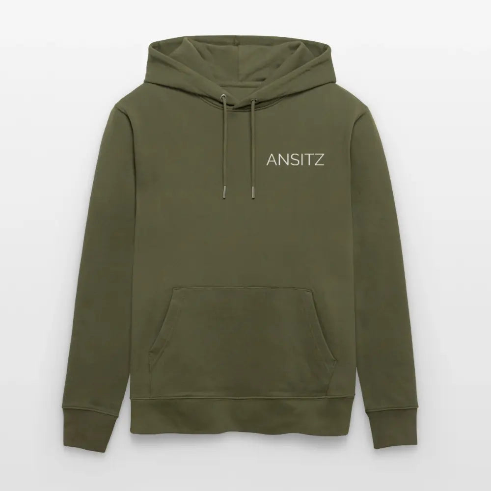 ANSITZ 1.0 - Hoodie Unisex - White Print - Khaki Grün
