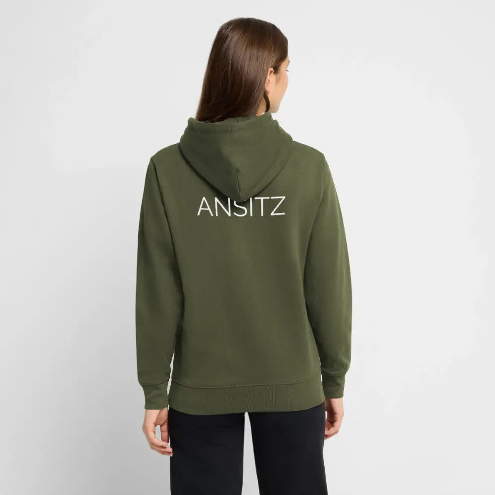 ANSITZ 1.0 - Hoodie Unisex - White Print - Khaki Grün