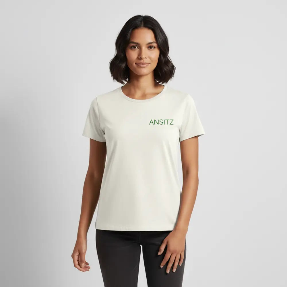 ANSITZ 1.0 - Woman T-Shirt - Green Print - Naturweiß