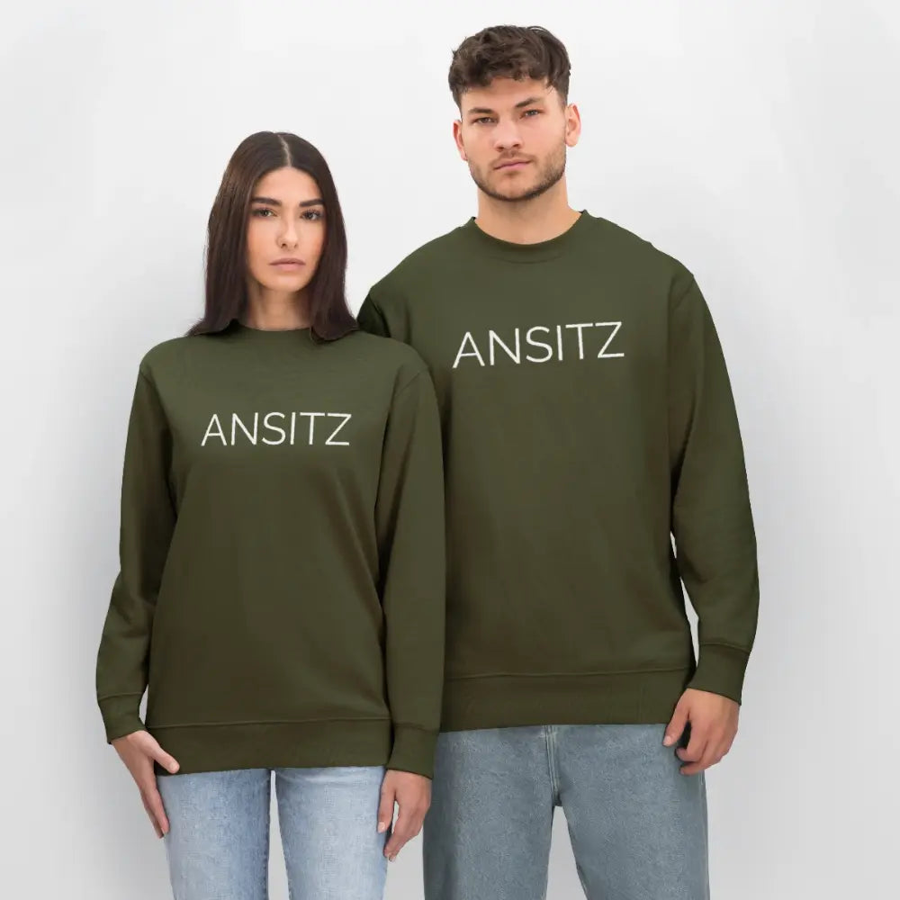 ANSITZ 2.0 - Sweatshirt Unisex - White Print - Khaki